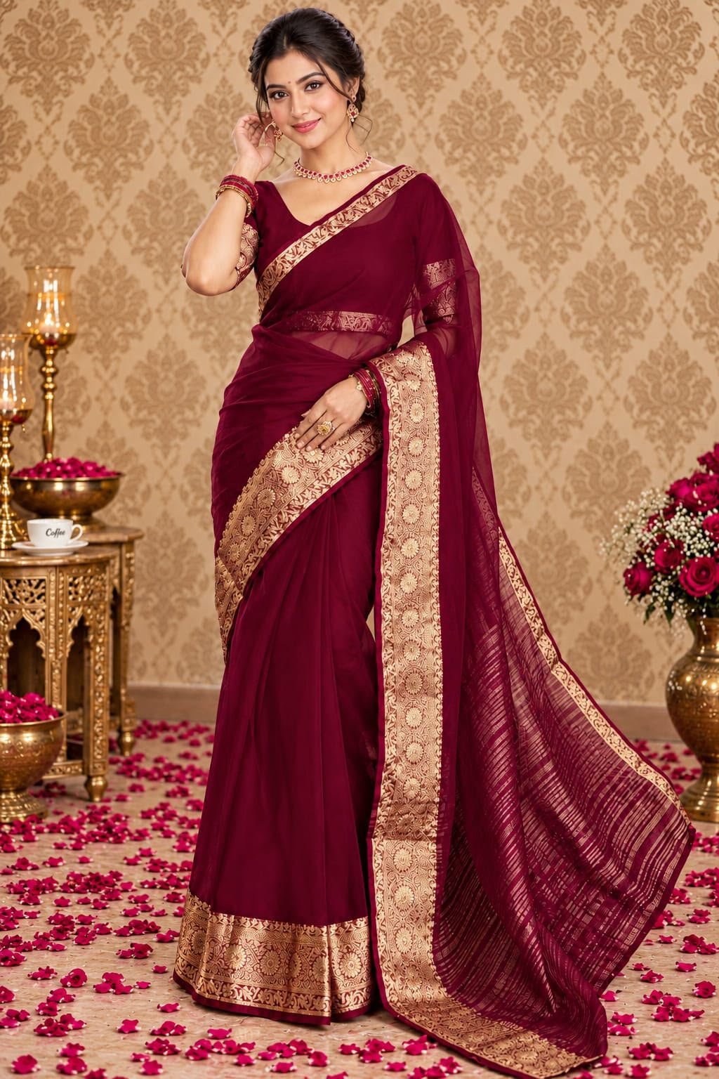 EXCLUSIVE SOLID KORA ORGANZA SAREE