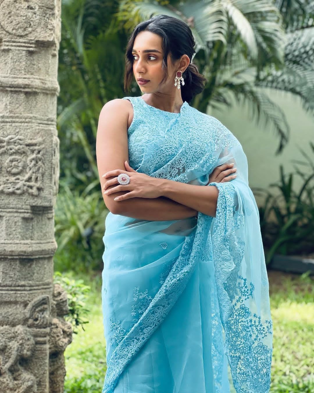 Organza Saree embellished with dori, Hand emrodiery and cut-work. Saree